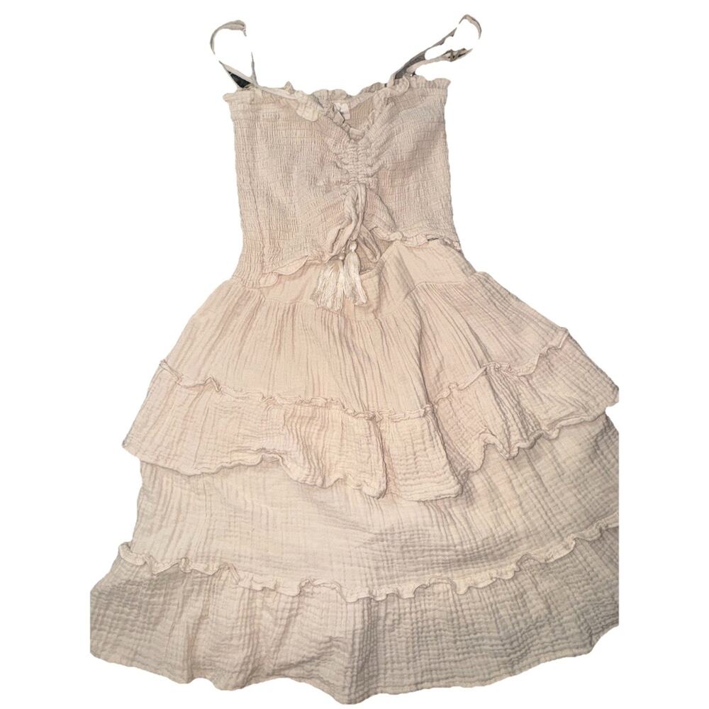 Ocean Drive Nude Strappy Beach Mini Dress Vacation Wear Summer Medium (AJ2)